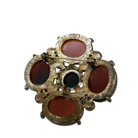 Vintage Jeweled Acrylic Brooch (A7862) - Picture 4 of 5